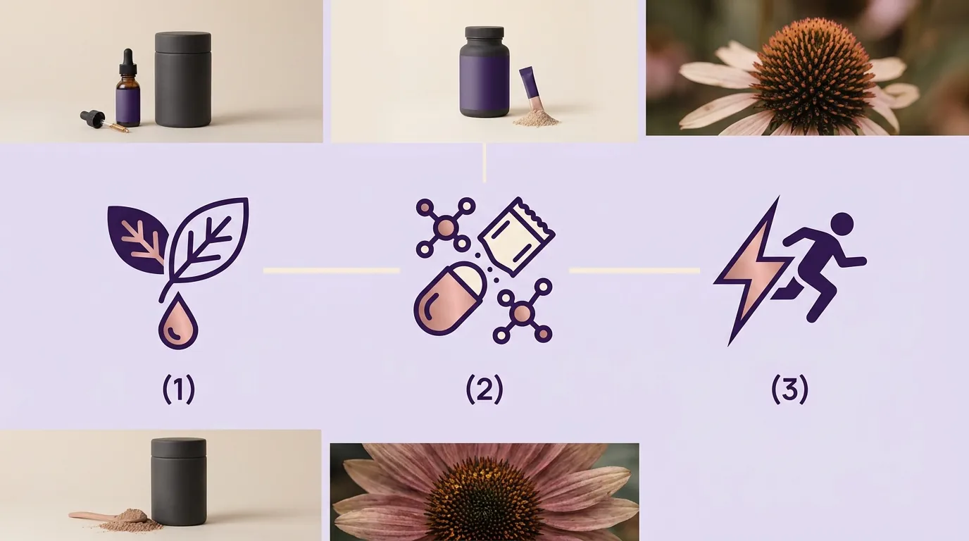 Three-step botanical supplement mechanism: extraction, delivery, everyday energy support